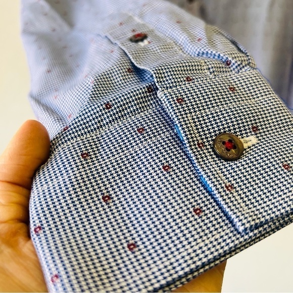 Robert Graham Luxury Blue Dress Shirt L Tailored Fit - Picture 5 of 12